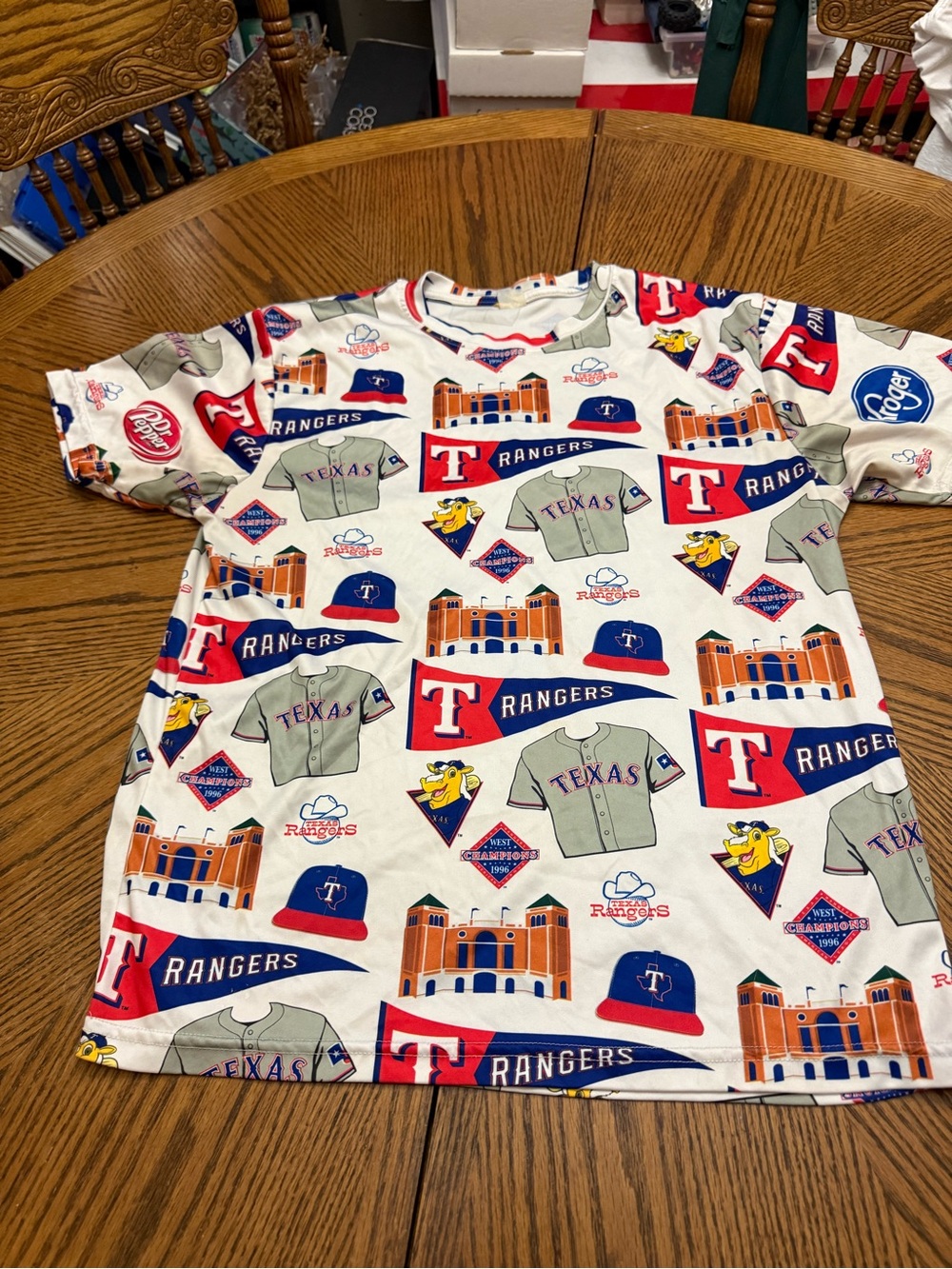 Texas Rangers All-Over Graphic Short Sleeve Tee - White